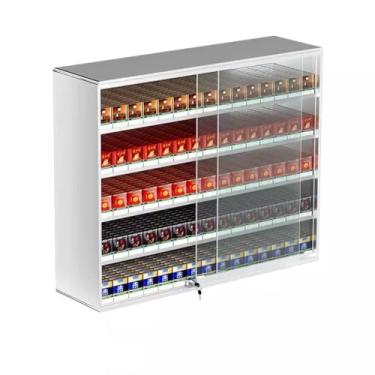 Imagem de Suporte de exibição de cigarro de alumínio com fechadura, caixa de fósforos/suporte de cigarro para lojas de varejo, solução de exibição durável e segura (44,5 x 17,3 x 60 cm)