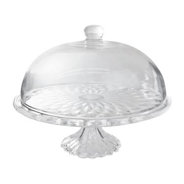 Imagem de Boleira Centro De Mesa De Vidro Com Tampa E Pé 29,7Cm 