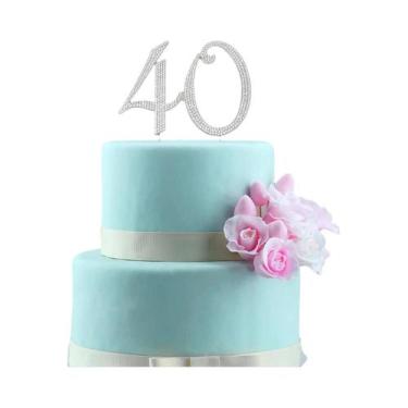 Imagem de Topo De Bolo De Metal Prateado Com Strass Para Festa De Aniversário De