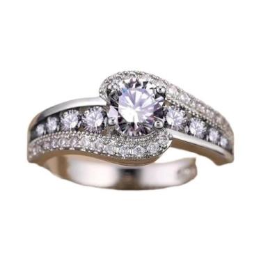 Imagem de Anel De Casamento De Cristal De Pedra Preta Para Mulheres, Joia Clássi