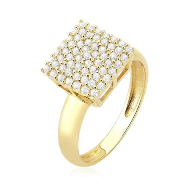 Imagem de ANEL PAVE QUADRADO  REFORÇADO PEDRAS OURO MACIÇO 10k A388 - MAEHLER, 2