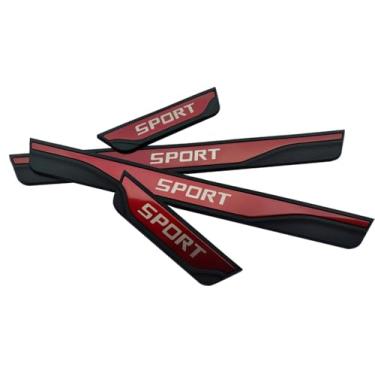 Imagem de GZBFTDH Protetor de mandril de porta de carro, compatível com acessórios Volvo XC60 XC90 2018-20234 2025 2026, acabamento de placa de entrada de porta de aço (VERMELHO)