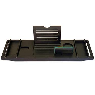 Imagem de Bandeja de banho de madeira ajustável para spa para casa de banho, organizador de acessórios de banheiro, suporte para banheira