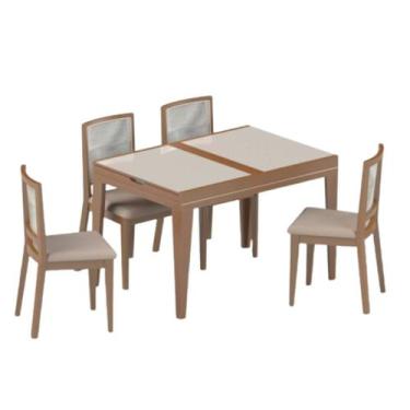 Imagem de Conjunto de Sala de Jantar com Mesa Extensível 4 Cadeiras 120cm Madri 