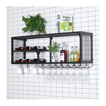 Imagem de Bar Restaurante Wine Rack, Decoração, Bar Wall Hanging Wine Rack, Cálice Upside Down Rack, Double Wine Rack Casa (Tamanho: 120 * 30 * 45 cm) (80 * 30 * 45 cm) ()