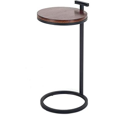 Imagem de Mesa de centro criativa e simples, redonda, pequena, mesa de café, mesa de sofá removível de madeira maciça, mini mesa de cabeceira preguiçosa