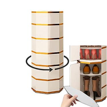 Imagem de Armário de sapatos, suporte giratório para sapatos, organizador de armazenamento com cubo superior, organizador de armazenamento com prateleiras abertas, suporte de sapatos para armário estreito