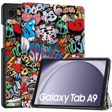 Imagem de Capa para Tablet Galaxy A9 SM-X110 SM-X115 plus X210 SM-X216 SM-X218 com Função -Up Triplo dobrável Ultra Fina Leve Fechamento de Proteção Total
