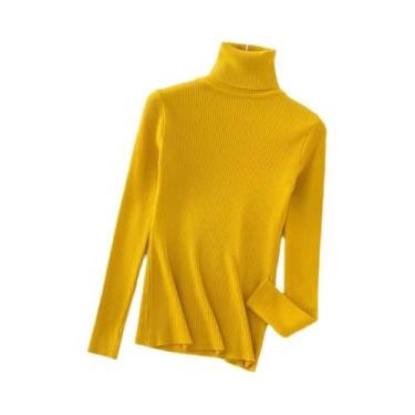 Imagem de Suéter Feminino De Gola Alta Slim Fit, Malha Macia E Elástica, Casual 