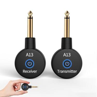 Imagem de Receptores Transmissores de Microfone Sem Fio A13, Microfones Sistema de Guitarra, Acessórios de Guitarra de 2,4 GHz, Sem Latência, Alcance de 30,5 m, Bateria Recarregável de 5 Horas, Plug & Play (1TX