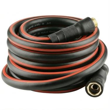 Imagem de SheeChung Mangueira de jardim 4,6 m x 5/20.3 cm, mangueira líder com alça giratória, mangueira de água leve com conexões macho para fêmea, mangueira de borracha flexível resistente, mangueira de 35