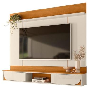 Imagem de Painel Suspenso Para Tv 65 Pol Aura 2 Portas Deslizantes 182 cm Cinamomo Off White Madetec