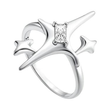 Imagem de Anel Feminino De Prata Esterlina 925 Com Mini Snoopy, Diamante Rosa De