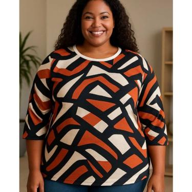 Imagem de Blusa Feminina Manga 3/4 Estampada Plus Size Laiza