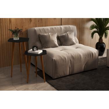 Imagem de Jogo Sala 2 Mesas Lateral e Apoio Tampo Sextavado Pés Palito Retrô Six cor Preto - Comprar Móveis em Casa