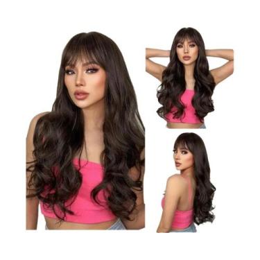 Imagem de Peruca Sintética Longa Vermelha Com Ondas Naturais, Fibra Resistente A