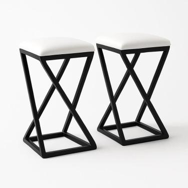 Imagem de Kit 2 Banqueta Z 80 Cm Alta Bistrô Bancada Cozinha Moderno Corino Cor:branco