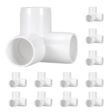 Imagem de Kozelo Pacote com 12 encaixes de tubulação de cotovelo de PVC SCH40 de 3/10.2 cm, encaixe em T de saída lateral de canto de cotovelo de PVC de 3 vias, conectores de tubo de grau de móveis para projeto