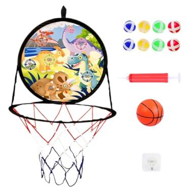 Imagem de Cesta de basquete portátil 2 em 1 | alvo de dardos para crianças com cesta de basquete - Tabuleiro seguro, equipamento esportivo para uso interno e externo, lembrancinhas de festa de aniversário