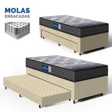 Imagem de Cama Box com Colchão de Espuma D60 Double Face Guarda Costas Comfort Force Probel + Auxiliar de Espuma Unique Solteiro 88cm
