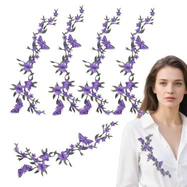 Imagem de Remendos de roupas, adesivos bordados de borboleta de flores - 5 peças de decoração de arte conserto de costura para acessórios de roupas, decalques, bolsas, jaquetas, blusas, jeans