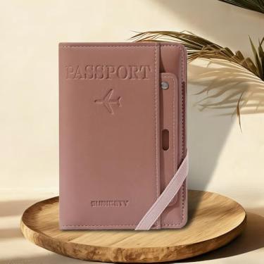 Imagem de Carteira de cartão minimalista com bloqueio de 2 peças, carteira de bolso pequena feminina e masculina, couro dobrável fino - rosa