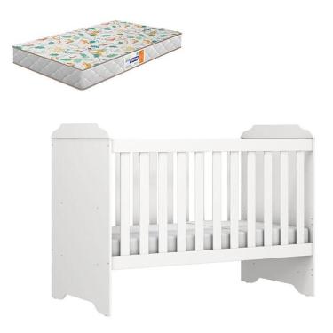 Imagem de Berço Americano Mini Cama Mel Branco Brilho Com Colchão Gazin - Carolina