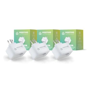 Imagem de Kit 3 Smart Plug Wi-Fi Positivo Casa Inteligente - 10A - 1000W - 100/240V - Wi-Fi - Plug Padrão Brasil