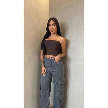 Imagem de Cropped Sther Feminino Confortável e Estiloso, 1 unidade, Azul