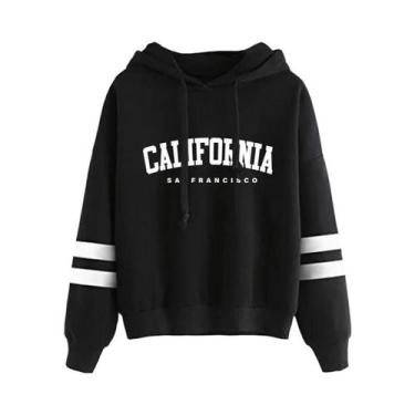 Imagem de Conjunto De Moletom Casual Feminino Com Listras, Calça E Blusa Com Cap