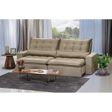 Imagem de Sofá 6 Lugares 2.90 Mt Retrátil E Reclinável Veludo Bege