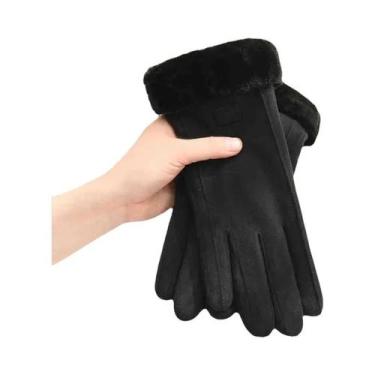 Imagem de Luvas Bege Com Tela Sensível Ao Toque, Forro De Pelúcia, Grossas E Que