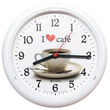 Imagem de Relógio de Parede Eurora Branco Redondo Café 6586-21 - Herweg