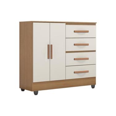 Imagem de Cômoda Lite 4 Gavetas E 2 Portas Nature Off White - Móveis Leão