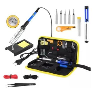 Imagem de Kit Ferro Solda Tubete Estanho Com Resina Sugador Solda Só 110v - Perv