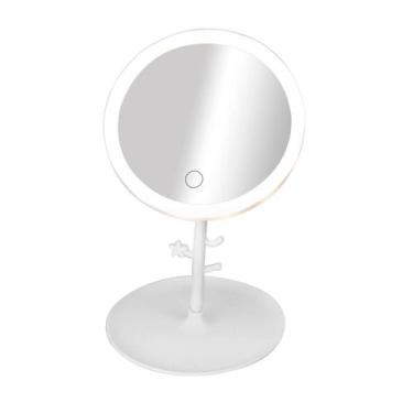 Imagem de Espelho de mesa redondo para maquiagem led 28cm - Olymport, Branco