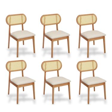 Imagem de Kit 6 Cadeiras Madeira Maciça Estofada Lima Yescasa Nozes