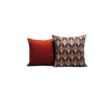 Imagem de Capas de Almofadas 55x55 Tecido Veludo Estampado Cor Cobre Conjunto 2 
