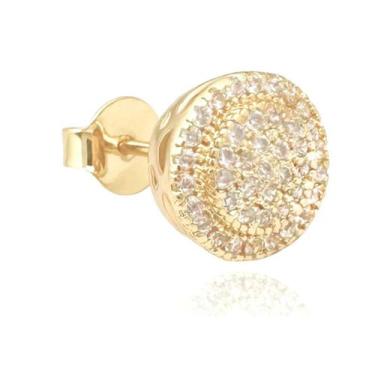 Imagem de Brinco Masculino Redondo Cravejado Banhado a Ouro 24k Com Zircônia - T