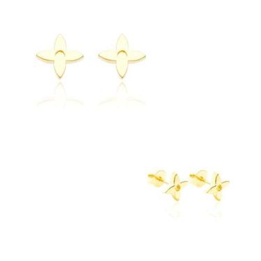 Imagem de Brinco Ouro 18K Feminino Delicado Com Flor Banhado a Ouro - Tropical J