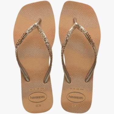 Imagem de Chinelo Havaianas Slim Square Glitter Party, Dourado, 35/36