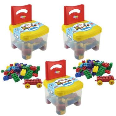 Imagem de Kit 3 Cadeiras Infantil Blocos de Montar Multiblocks Cars 150 peças - 