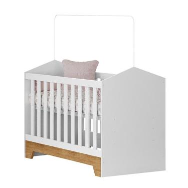 Imagem de Berço Mini Cama 100% Mdf Duda Quarto De Bebê Tigus Baby Branco/amadeirado