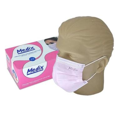 Imagem de Caixa De Máscara Tripla Descartável 50 Unidades Inoven Rosa