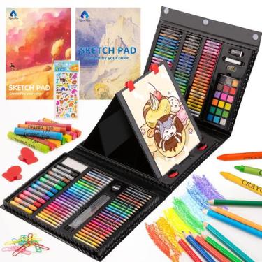 Imagem de Kit de arte VigorFun 240 peças com cavalete dobrável de dupla face