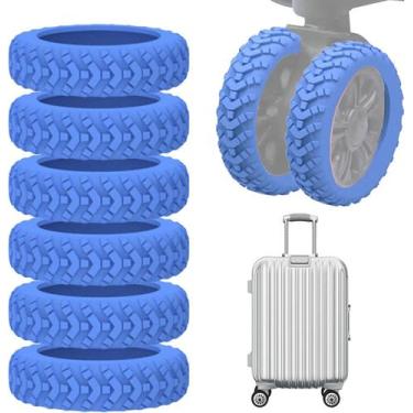 Imagem de Tampa de roda de bagagem TICHEROMU Silicone 8 unidades azul