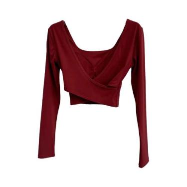 Imagem de Top De Yoga Feminino De Manga Longa Com Almofada Para O Peito E Costas