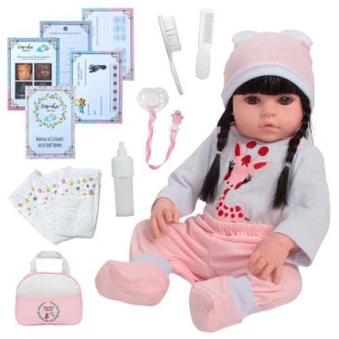 Imagem de Bebê Reborn Silicone Princesa 46cm Cabelo Longo Girafinha - Cegonha Re