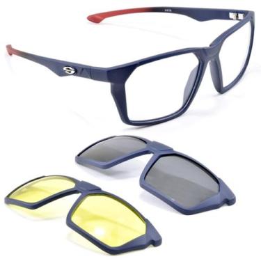 Imagem de Oculos Masculino Sport Armação ClipOn Solar Noite Smart 955, Azul