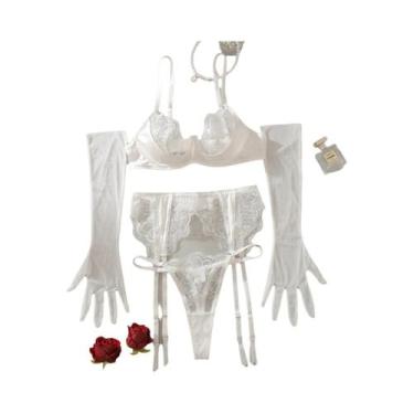 Imagem de Conjunto De Lingerie Sexy Com Renda Bordada AVELINE 2025, Quatro Peças